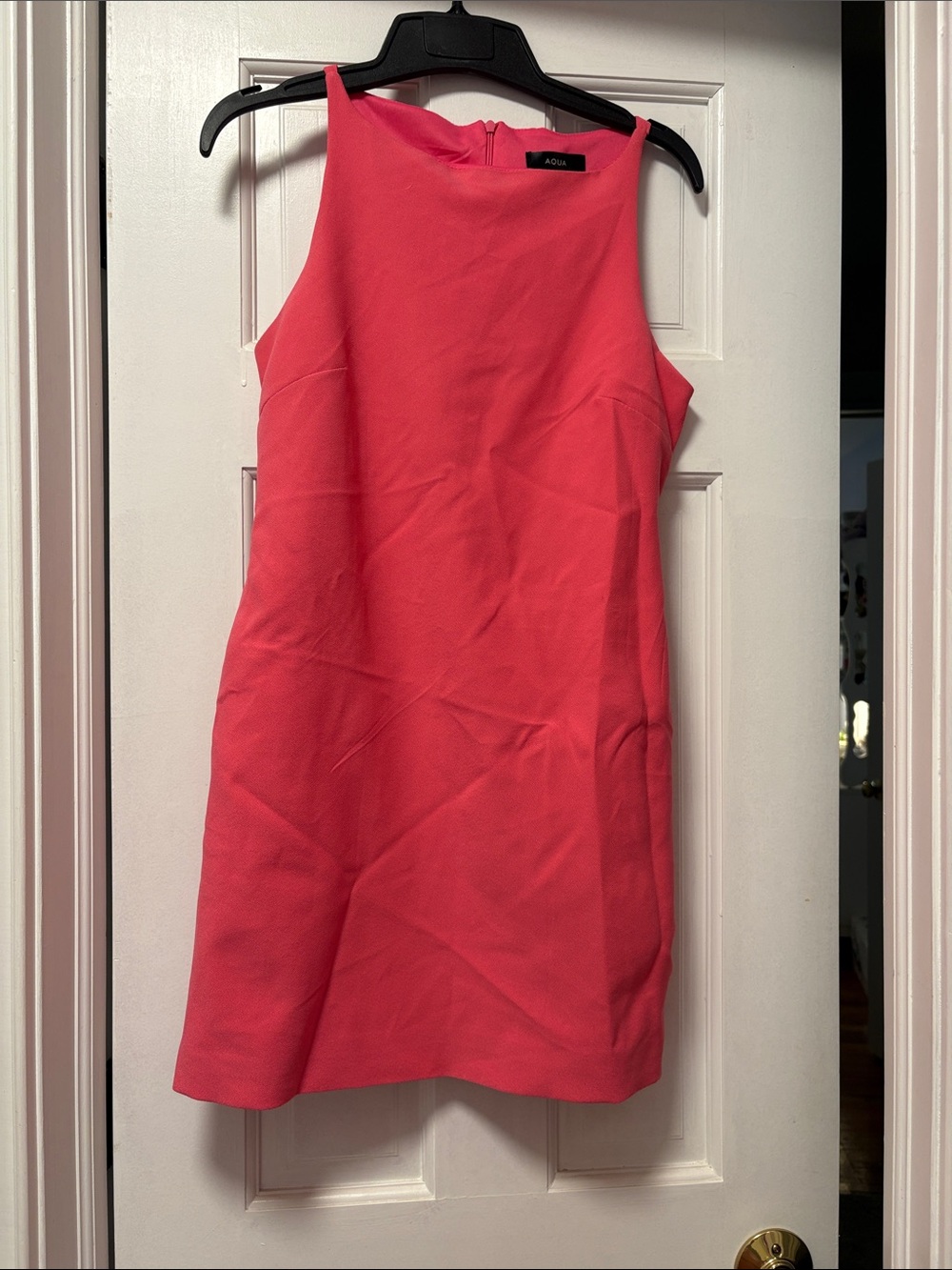 Aqua Sleeveless Coral Pink Sheath Dress, size small, mini dress,